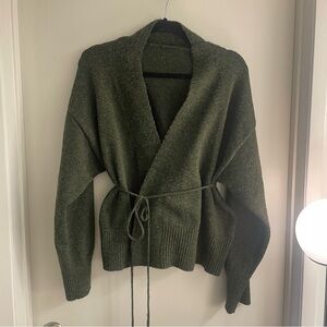 Olive Green Wrap cardigan Sweater